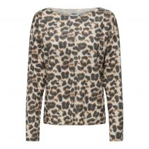 Trui met boothals, luipaardprint