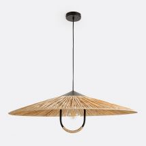 Hanglamp in ijzermetaal en raffia, Super Tanguy