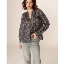 Blouse met lange mouwen en abstracte print, PLATANE