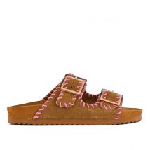 Mules en cuir avec surpiqûres