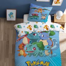 Pokemon Conjunto de cama infantil, algodón, funda de almohada cuadrada. Talla Cama 90cm (140x200cm). Color Otros