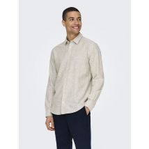 Camisa slim fit de algodón y lino