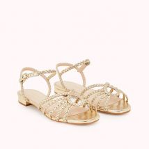 Cosmoparis Sandali Piatti In Pelle Intrecciata Olina Oro Donna Taglie 38
