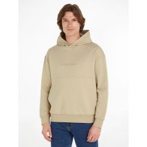 Calvin Klein Felpa Ampia Con Cappuccio Logo Scavato Beige Uomo Taglie S