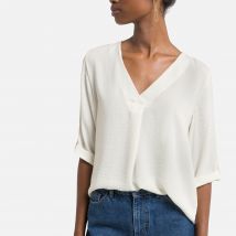 Jdy Camicetta Maniche A 3/4, Scollo A V Beige Donna Taglie 36 (FR) - 40 (IT)