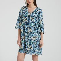 Pepe Jeans Abito A Fiori Svasato Blu Donna Taglie L