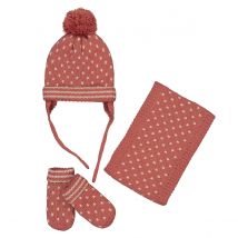 La Redoute Collections Completo Berretto + Snood + Muffole 0 Mesi-3 Anni Rosa Taglie 0/3 mesi - 50/60 cm