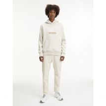 Calvin Klein Jeans Felpa Con Cappuccio Stacked Archival Beige Uomo Taglie XXL