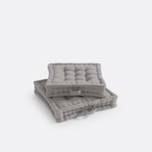 La Redoute Interieurs Cuscino Da Pavimento Cotone Riciclato, Scenario Grigio Taglie 38 x 38 x 10 cm