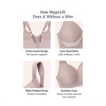 Glamorise Reggiseno Senza Ferretti Avvolgente Magiclift Marrone Donna Taglie 6 F