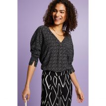Esprit Camicetta Scollo A V Fantasia Nero Donna Taglie S