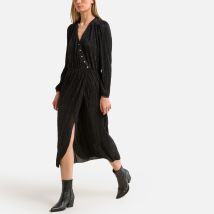Icode Abito Media Lunghezza Scollo A V, Maniche Lunghe Nero Donna Taglie 42 (FR) - 46 (IT)