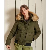 Superdry Piumino Corto Con Cappuccio E Cerniera Verde Donna Taglie 42 (FR) - 46 (IT)