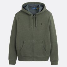 Polo Ralph Lauren Felpa Con Cappuccio E Zip In Piqué Verde Uomo Taglie S