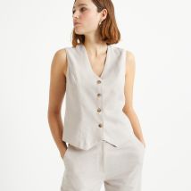 Anne Weyburn Giacca Senza Maniche, Taglio Dritto Beige Donna Taglie 54 (FR) - 58 (IT)