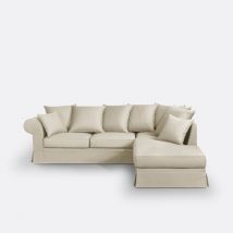 La Redoute Interieurs Divano Ad Angolo In Cotone Semi-natté, Fisso, Adelia Beige Taglie angolo sinistro