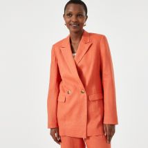 Anne Weyburn Giacca Lunga, Puro Lino Arancione Donna Taglie 44 (FR) - 48 (IT)