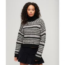 Superdry Maglione Collo A Dolcevita Crop Con Motivi Grafici Nero Donna Taglie 40 (FR) - 44 (IT)