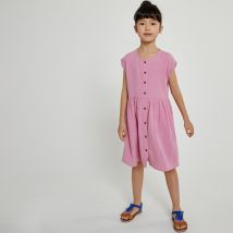La Redoute Collections Abito Senza Maniche In Garza Di Cotone Con Bottoni Rosa Bambina Taglie 6 anni - 114 cm