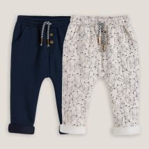 La Redoute Collections Confezione Da 2 Pantaloni Alla Turca In Felpa Blu Taglie 12 mesi - 74 cm