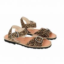 Minorquines Sandali Bassi In Pelle Con Fibbia Avarca Marrone Donna Taglie 38