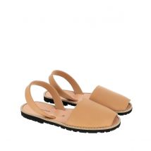 Minorquines Sandali Piatti In Pelle Vacchetta Avarca Pelle Beige Donna Taglie 39