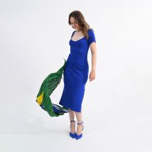 Lili Sidonio Abito Lungo Scollo Quadrato Blu Donna Taglie M
