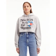 Tommy Jeans Felpa Con Cappuccio Fantasia Davanti Grigio Donna Taglie L