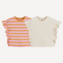 La Redoute Collections Confezione Da 2 T-shirt Con Volant Beige Bambina Taglie 3 anni - 94 cm