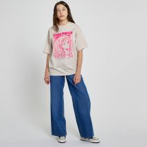 One Piece T-shirt One Piece Taglio Oversize Beige Bambina Taglie XS