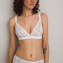 La Redoute Collections Reggiseno A Triangolo Senza Ferretti In Tulle Ricamato Bianco Donna Taglie 4 B