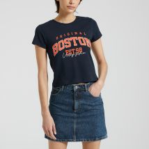 Noisy May T-shirt Cropped Con Motivo Blu Donna Taglie XS