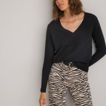 La Redoute Collections Maglione Scollo A V In Fine Maglia Cachemire Nero Donna Taglie XL