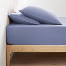 La Redoute Interieurs Lenzuolo Con Angoli Tinta Unita In Cotone Lavato, Scenario Blu Taglie 140 x 200 cm