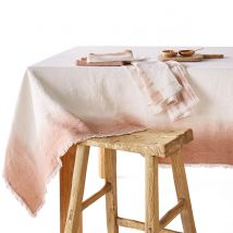 Am.pm Tovaglia In Lino Tie And Dye Sunrise Beige Taglie 180 x 350 cm