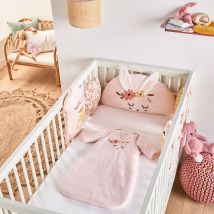 La Redoute Interieurs Paracolpi Modulabili Percalle Bio, Lapin Fleuri Rosa Taglie 180 x 40 cm