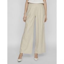 Vila Pantaloni Larghi Con Pinces, Vita Alta Beige Donna Taglie 34 (FR) - 38 (IT)