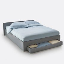 La Redoute Interieurs Letto Matrimoniale, Con Rete E Cassetto Crawley Grigio Taglie 160 x 200 cm