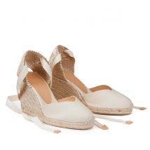 Castaner Espadrillas Con Zeppa In Tela Chiara Beige Donna Taglie 41