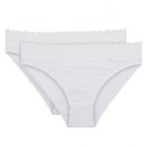 Dim Confezione Da 2 Culotte Coton Stretch Féminine Bianco Donna Taglie 44/46 (FR) - 48/50 (IT)
