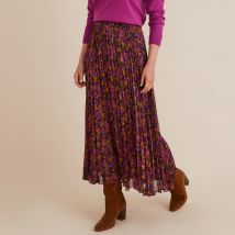 Anne Weyburn Gonna Plissettata, Stampa Floreale, Lunga Blu Donna Taglie 54 (FR) - 58 (IT)