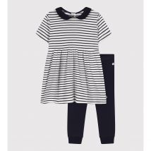 Petit Bateau Completo 2 Pezzi Abito E Leggings In Cotone Blu Taglie 6 mesi - 67 cm