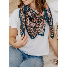 Bindi Atelier Grande Foulard Cotone Stampato Goa Lagon