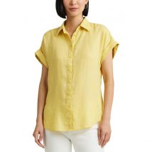 Lauren Ralph Lauren Camicia Maniche Corte In Lino Broono Giallo Donna Taglie S