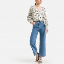 Vila Camicetta Fantasia, Scollo A V Beige Donna Taglie 34 (FR) - 38 (IT)