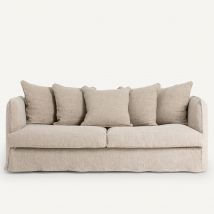 Am.pm Divano Neo Chiquito In Lino Maculato Beige Taglie 3 posti