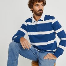 La Redoute Collections Polo In Cotone Bio Maniche Lunghe A Righe Blu Uomo Taglie S