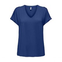 Only T-shirt Brillante Scollo A V Blu Donna Taglie L