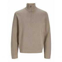 Jack & Jones Maglione Ampio Collo Alto Mezza Cerniera Beige Uomo Taglie S