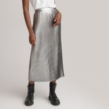 La Redoute Collections Gonna Lunga Dritta Plissettata Lamé Argento Donna Taglie 38 (FR) - 42 (IT)